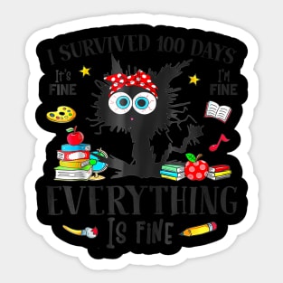 I Survived 100 Days Of School Teacher Kids Sticker